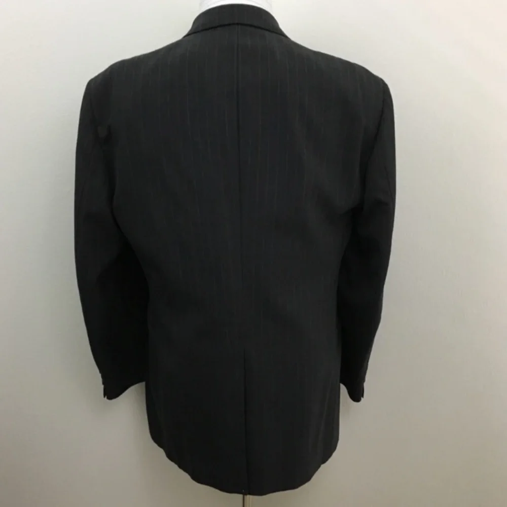 Two Piece Suit Blue & Burgundy Pin Stripes